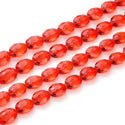 50pcs Creative Club Faceted Flat Oval Crystal Beads, Light Siam Red, 16x12mm/Large, Hole ID 1.1mm, CCO-6