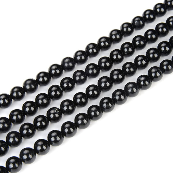 Natural Black Tourmaline Gemstone Round Beads, 15 Inch/1 Strand, Size Selections: 6mm/8mm/10mm