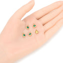 10pcs Grade A May Emerald Green Birthstone Charm Drops, 18K Yellow Gold Plated Stainless Steel, Tarnish Resistant, 6mm, CCP33-5