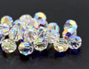 25pcs Preciosa Faceted Round Crystal Beads, Crystal AB, 6mm, Hole ID 1mm, Pre-2R602