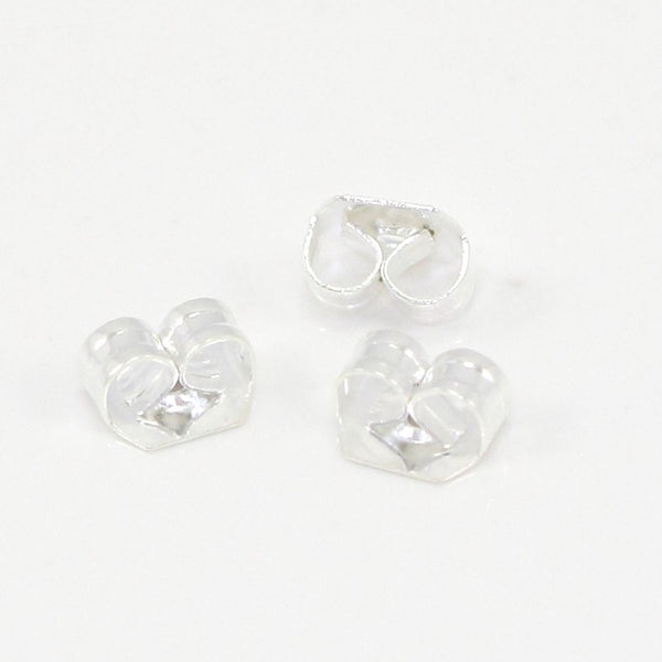 200pcs Earring Backs, Earnut Replacement, Sterling Silver Plated Brass, 5.5mm x 5mm, Hole ID 1mm, CF112-S