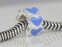 1pc Real 925 Sterling Silver Blue Enamel Love Heart Bead Charm, Compatible with Pandora All Other Charm Bracelet, EC4-B2