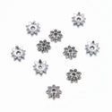 200pcs 8-Petal Flower Bead Caps, 7mm Bead End Caps, Antique Silver, MC-AB13