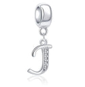 1pc 925 Sterling Silver Letter J, Alphabet Charm Pendant Drop, 18mm Long, Hole ID 4.5mm, EC3-A10