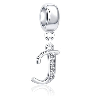 1pc 925 Sterling Silver Letter J, Alphabet Charm Pendant Drop, 18mm Long, Hole ID 4.5mm, EC3-A10