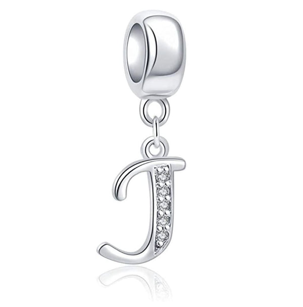 1pc 925 Sterling Silver Letter J, Alphabet Charm Pendant Drop, 18mm Long, Hole ID 4.5mm, EC3-A10