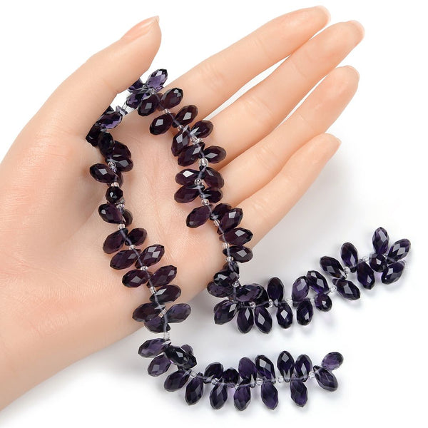 200pcs Creative Club Faceted Teardrop Briolette Crystal Glass Beads, Pendant Drop, Amethyst Purple, 12x6mm, Hole ID 1mm, CCT2-27