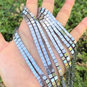 Grade A Natural Hematite Gemstone Cube Beads, White Gold Plated, 2 strands/190pcs Beads, 4mm/Small Tiny, Hole ID 1mm, GFC-K5