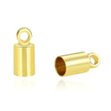 10pcs 925 Sterling Silver Cord End Caps, Real 18K Yellow Gold Plated, Glue In Cord Ends, Hole ID Selections: 1.5mm/2mm/2.5mm/3.5mm