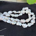 15 Inch AAA Grade High Luster Natural Baroque Pearl Beads, Irregular White Cultured Freshwater Flameball Teardrop Pearls, Large 17mm-28mm Flameball Pearls, Hole ID 1mm, PA3-28