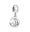 1pc Solid 925 Sterling Silver Sitting on the Moon Blessed Bead Charm, Compatible with Pandora All Other Charm Bracelet, EC510