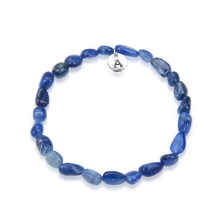 1 Strand Stretch Natural Blue Kyanite Free Form Gemstone Bracelet, 5-8mm Small Beads, Length Selections: 7 inch/7.5 inch