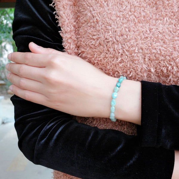 1 Strand Stretch Natural Amazonite Free Form Gemstone Bracelet, 5-8mm Small Beads, Length Selections: 7 inch/7.5 inch