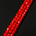 500pcs Creative Club Faceted Bicone Crystal Glass Beads, Coral red, 4mm (0.16 Inch) Small Tiny, Hole ID 0.9mm, CCB435