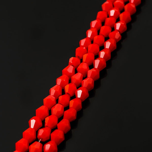 200pcs Creative Club Faceted Bicone Crystal Glass Beads, Coral red, 8mm (0.31 Inch), Hole ID 1.1mm, CCB835