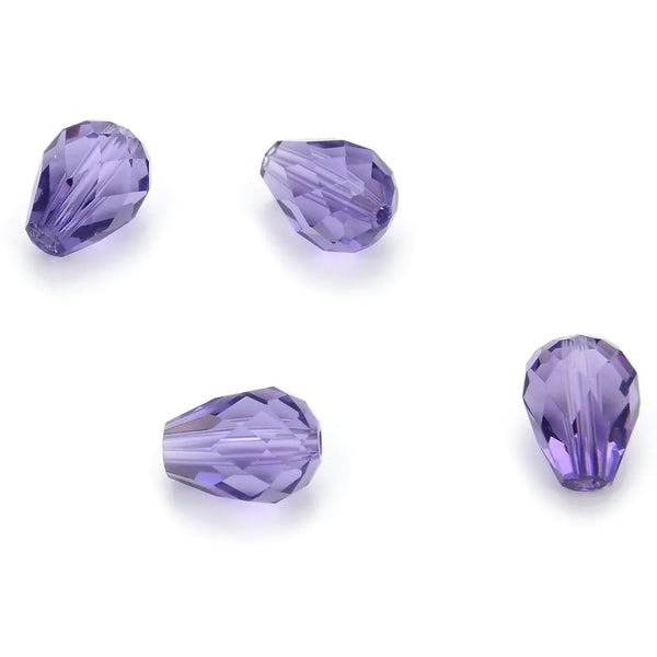 24pcs Adabele Austrian Faceted Teardrop Crystal Beads #5500, Tanzanite Purple, 8mm x 6mm, Hole ID 1mm, SST-826