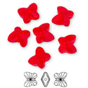 20pcs Creative Club Butterfly Crystal Glass Beads #5754, Center Drilled, July Light Siam Red Birthstone, 10mm, Hole ID 1mm, CCBF-6
