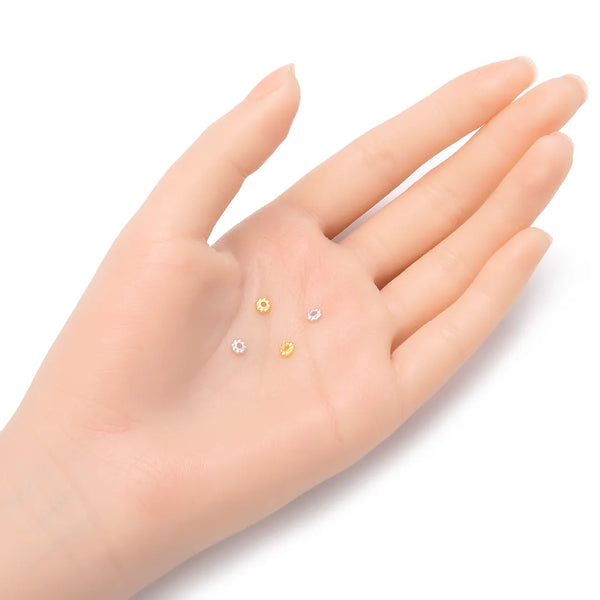 20pcs 925 Sterling Silver Small Flat Daisy Flower Rondelle Beads, 4mm, Hole ID 2mm, SS286-1