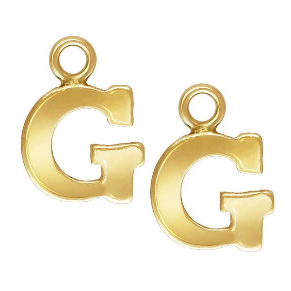 1pc Real 1/20 14K Gold Filled Letter G, Small Alphabet Charm Drop, 5.9x5.7mm, JK12-A7