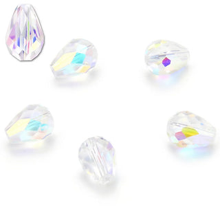 24pcs Adabele Austrian Faceted Teardrop Crystal Beads #5500, Clear AB, 8mm x 6mm, Hole ID 1mm, SST-802