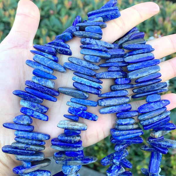 Natural Blue Lapis Lazuli Gemstone Stick Point Beads, Irregular, 7mm-23mm Long, Hole ID 1mm 1 Strand/15 Inch, GZ5-14
