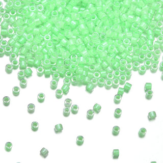30g Miyuki Delica 11/0 Seed Beads, Translucent Luminous Mint Green DB2040