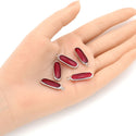 10pcs Grade A January Siam Red Rectangle Bar Birthstone Charm Drops, Sterling Silver Plated Brass, 21x7mm, CCP8-S1