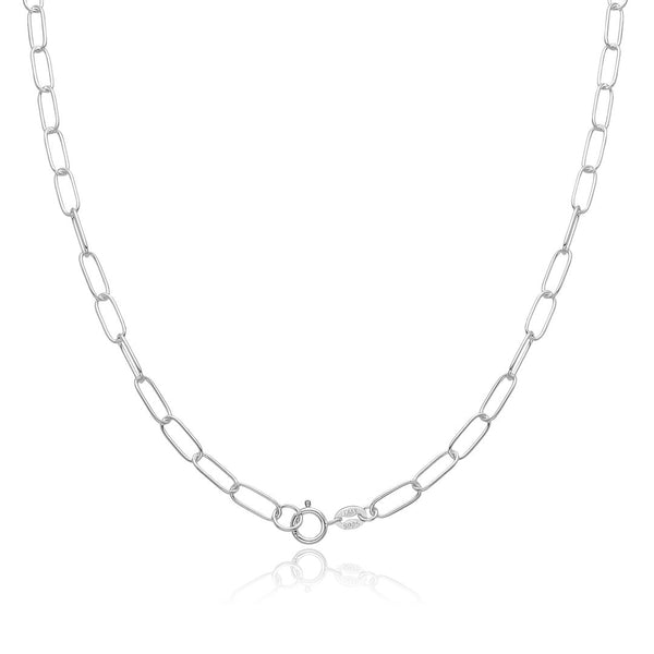 1pc 925 Sterling Silver Paperclip Cable Link Chain Necklace, 4mm, Thick Strong, Length Selections: 18 inch/20 inch/22 inch