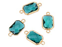 10pcs Grade A May Emerald Green Birthstone Rectangle Radiant Cut Links, 18K Yellow Gold Plated Brass, 14mm, CCP12-G5