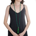 Adabele Premium 108 Mala Bead Tassel Necklace, 8mm Natural Green Malachite Gemstone, Buddhist Japa Prayer Beaded Jewelry RGN23
