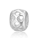5pcs 925 Sterling Silver Large Hole Heart Pattern Round Beads, 7.5mm, Hole ID 3.8mm, SS59
