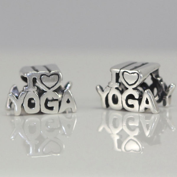 1pc Solid 925 Sterling Silver Love Yoga Charm Health Awareness Bead, Compatible with Pandora All Other Charm Bracelet, EC369