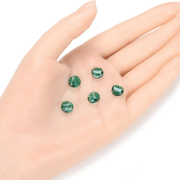25pcs Adabele Austrian Faceted Flat Round Twist Coin Crystal Beads #5621, Emerald Green, 8mm, Hole ID 1mm, SSW824