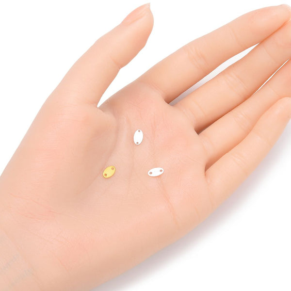 20pcs Real Yellow Gold Plated Sterling Silver Oval Chain End Tab, QualityTags, 7x4mm, Small, SS328-2