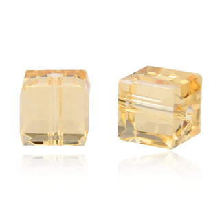24pcs Adabele Austrian Faceted Cube Crystal Beads #5601, Golden Champagne, Size Selections: 4mm/6mm/8mm