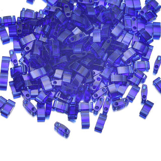 10g Miyuki Half Tila Seed Beads 5x2.3mm, Transparent Blueberry (HTL-151)