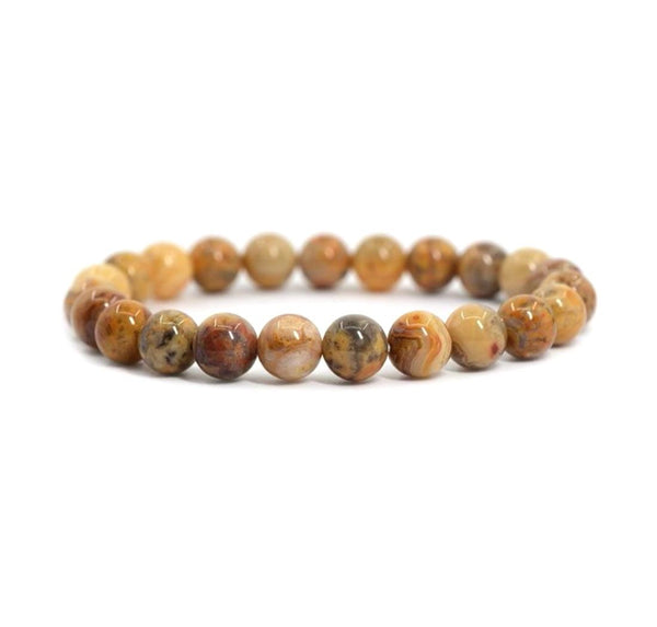 1 Strand Stretch Natural Crazy Lace Agate Beaded Gemstone Bracelet, 8mm Bead, Length Selections: 7 inch/7.5 inch/8 inch/8.5 inch