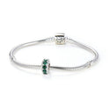1pc 925 Sterling Silver May Birthstone Bead Charm, Green Emerald Cubic Zirconia CZ, 9.5x5mm, Hole ID 4.5mm, EC1-C5