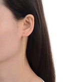 1 Pair Real 18K Yellow Gold Plated 925 Sterling Silver Threader Earrings, Pull Through Dangle Chain with Tiny 3mm Ball, Length Selections: 2/3/4/5/6 Inch