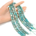 Natural Green Blue Amazonite Gemstone Faceted Tube Beads, 14x7mm, Hole ID 1mm, 15 Inch/1 Strand, GZ8-14