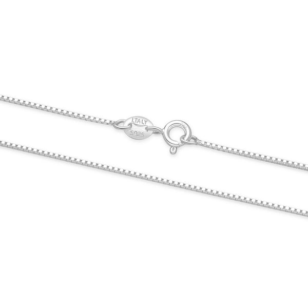 1pc 925 Sterling Silver Box Link Chain Necklace, 0.8mm, Strong Thin Small, 18 inch, SW21-18