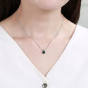 925 Sterling Silver May Birthstone Solitaire Necklace, 6mm/0.84 Carat Green Emerald Cubic Zirconia CZ, Length Selections: 16 inch/18 inch