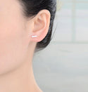 1 Pair Solid 925 Sterling Silver Stud Earrings, Bar Ear Studs, Small Tiny, SSE101-1