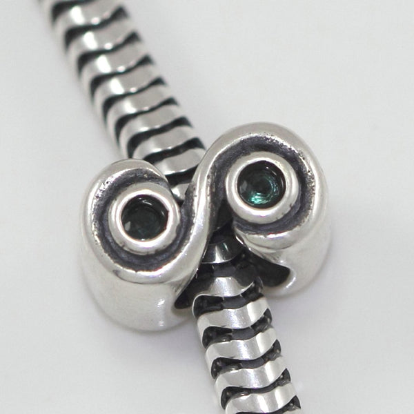1pc Real 925 Sterling Silver Charm, May Birthstone Bead, Cubic Zirconia CZ Green Emerald Gemstone, Compatible with Pandora all Other Charm Bracelets, EC413
