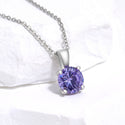 925 Sterling Silver June Birthstone Solitaire Necklace, 6mm/0.84 Carat Purple Alexandrite Cubic Zirconia CZ, Length Selections: 16 inch/18 inch