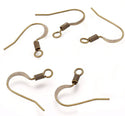 100pcs Flat Fish Earring Hooks Ear Wire, Antique Bronze Plated Brass, 0.7mm/21 Gauge, 18mm Long CF21-4