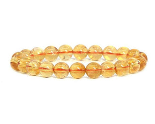 1 Strand Stretch Natural Yellow Citrine Beaded Gemstone Bracelet, 8mm Bead, Length Selections: 7 inch/7.5 inch/8 inch/8.5 inch
