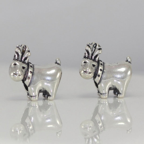 1pc Real Solid Sterling Silver Reindeer Charm Deer Bead, Compatible with Pandora All Other Charm Bracelets, EC485