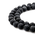 Natural Black Volcanic Lava Rock Gemstone Round Beads, 15 Inch/1 Strand, Size Selections: 4mm/6mm/8mm/10mm