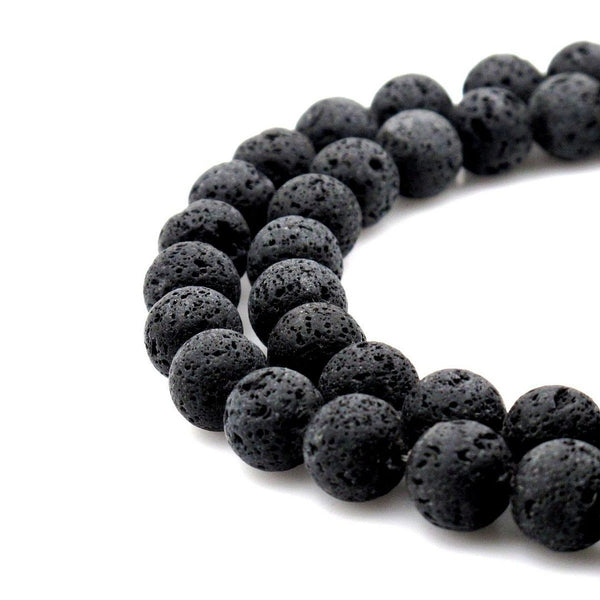 Natural Black Volcanic Lava Rock Gemstone Round Beads, 15 Inch/1 Strand, Size Selections: 4mm/6mm/8mm/10mm